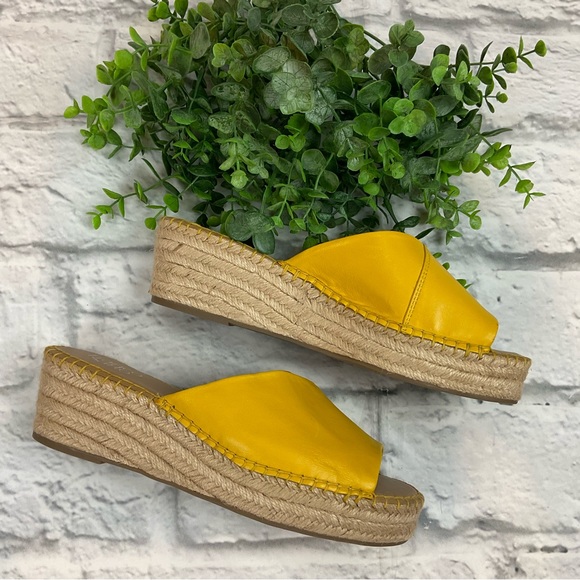 Franco Sarto * Yellow Espadrille Wedge Sandal * Sz 8.5 - Picture 3 of 9